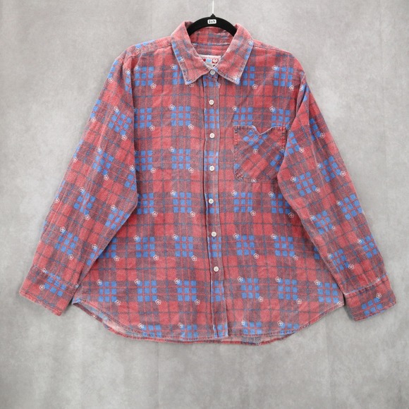 American Sweetheart Tops - American Sweetheart Red Plaid Flannel Button Up Long Sleeve VTG Western Shirt XL